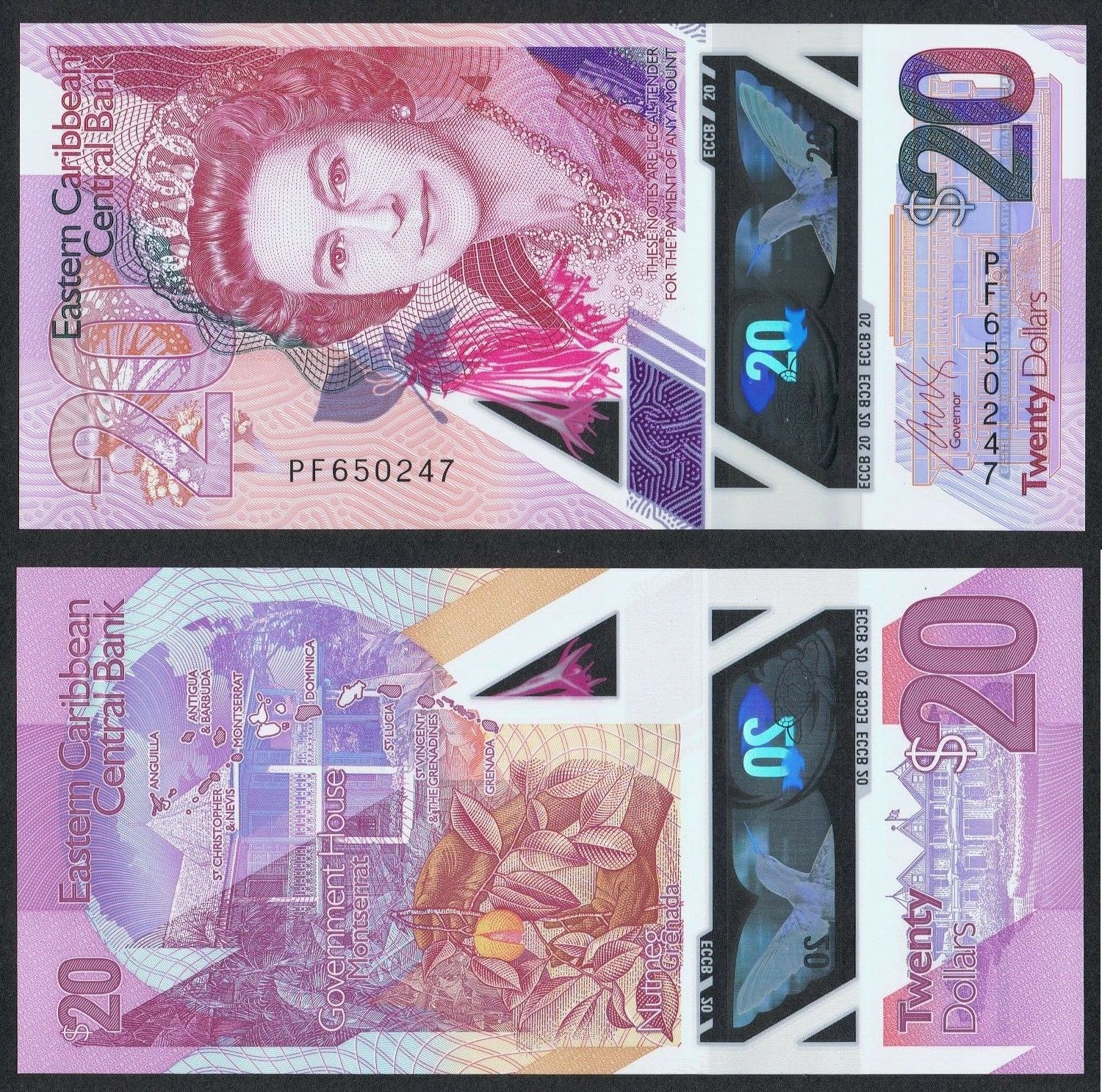 WSCHODNIE KARAIBY 20 Dollars 2019 P-58 POLIMER UNC