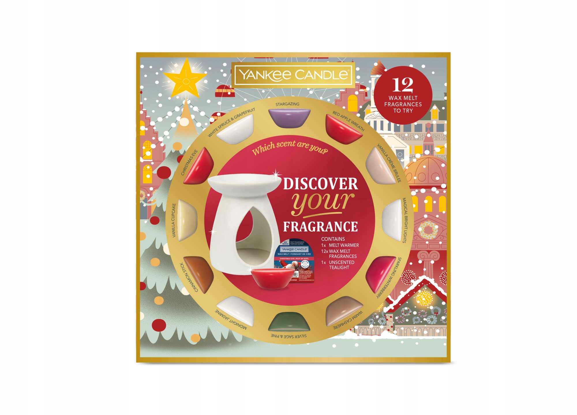 Dárková sada Passport To The Holidays Yankee Candle 12 x vosk aromalampa