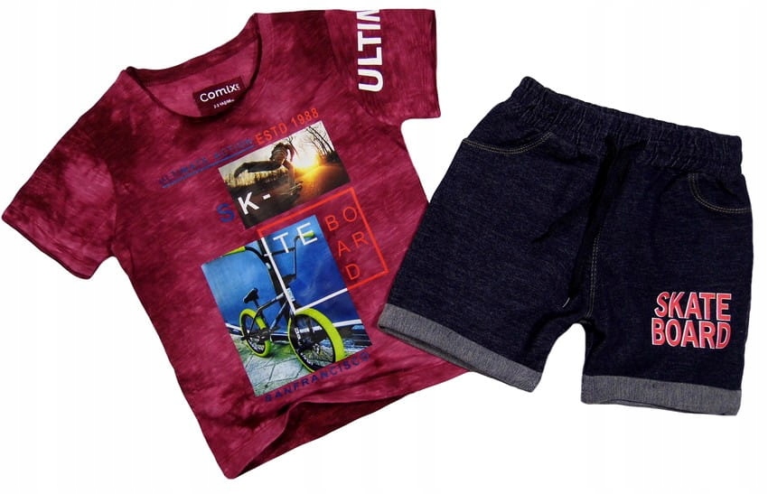 

koszulka spodenki jak jeans 3-4Y bordo 565 Turcja