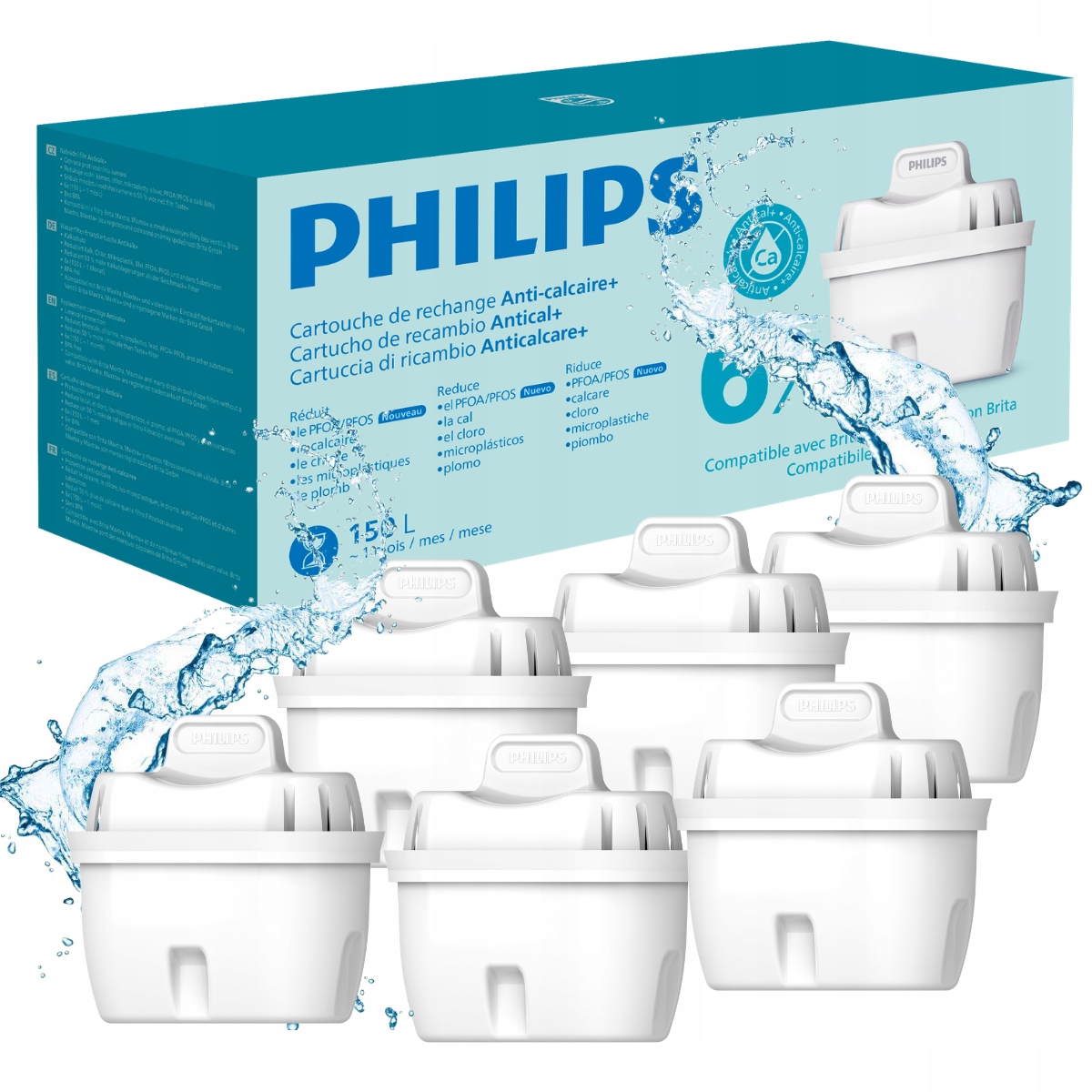 Wkłady zmiękczające do dzbanka z filtrem Philips AWP230P6/31 zestaw 6 sztuk