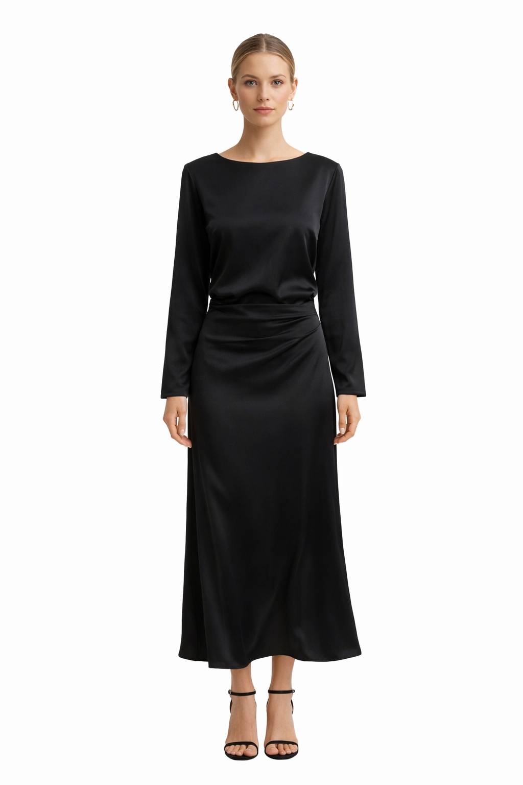 Černé Dlouhé Šaty Z Splývavého Materiálu L 1I3A