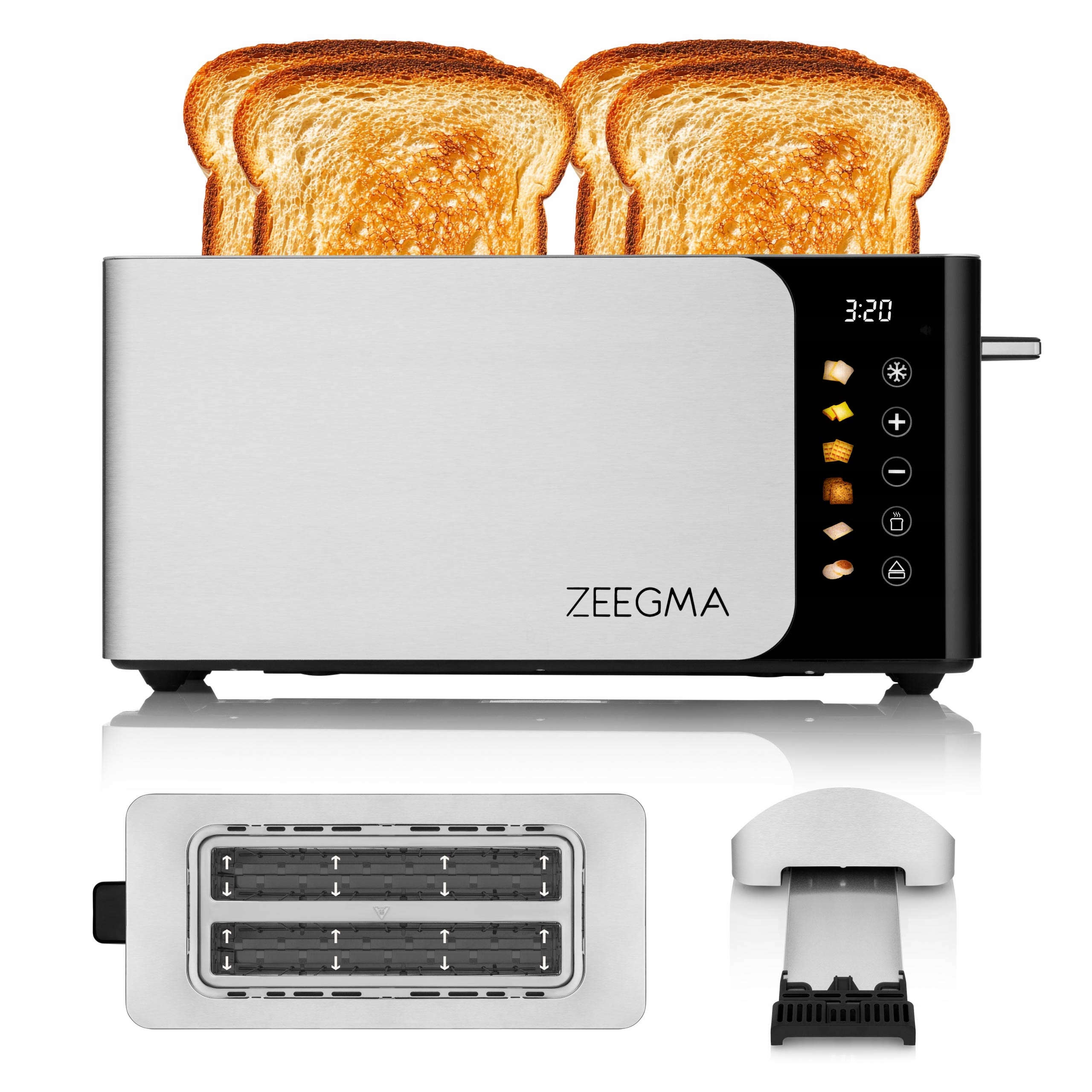 Toustovač Opiékač Topinek Na 4 Tousty 1500W S Dotykovým Ovládáním A Led Displejem