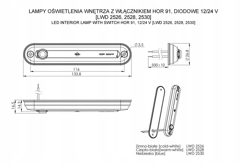 LAMPA OŚWIETLENIA WNĘTRZA KLOSZ ROZPROSZONY Producent części Horpol
