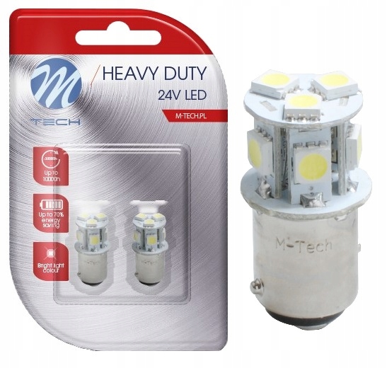 

2x Żarówka P21/5W Led BAY15d 24V 8xSMD5050 biała