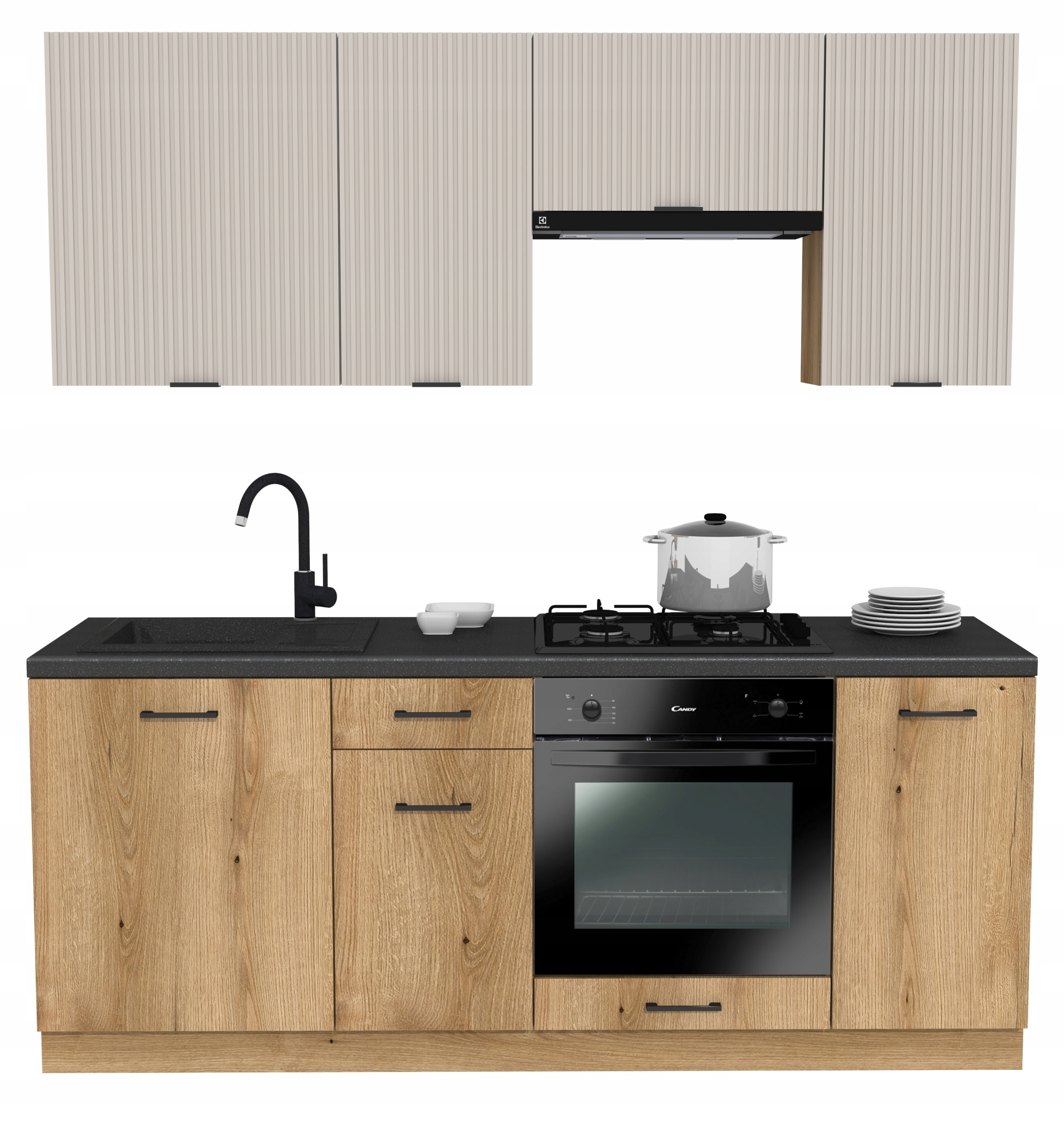 Kuchyňský set 200 Mix Dub Evoke Ryfla Kašmír s deskou District Dark