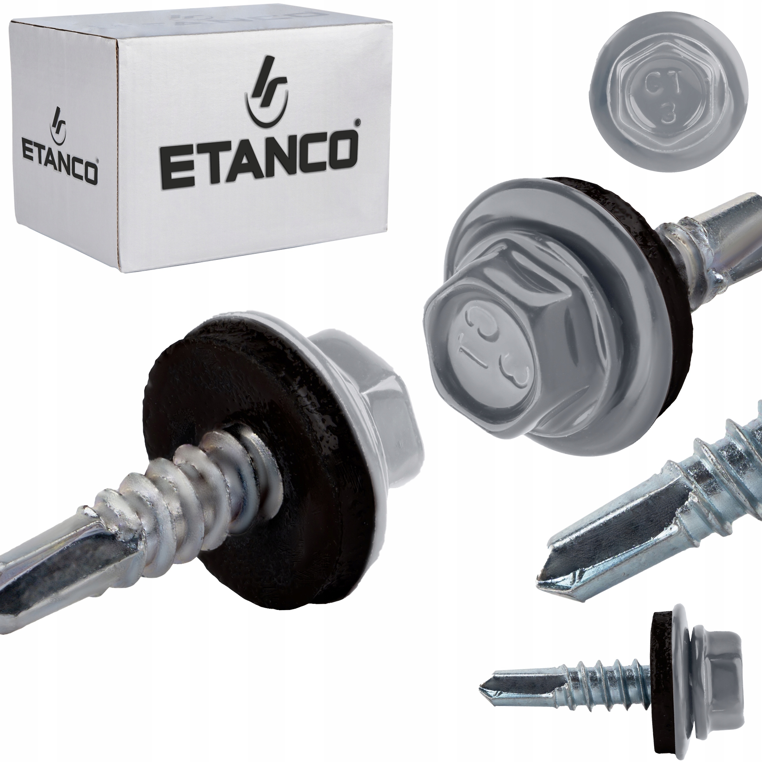Samovrtné šrouby do kovu 3 mm 4,8 x 19 mm Ral 9006 250 ks Etanco GT3 Z14