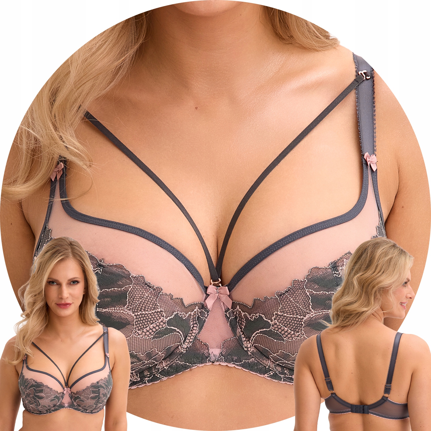 Gaia 1318 Priya Polovyztužená podprsenka Semi Soft grafitově růžová 70D