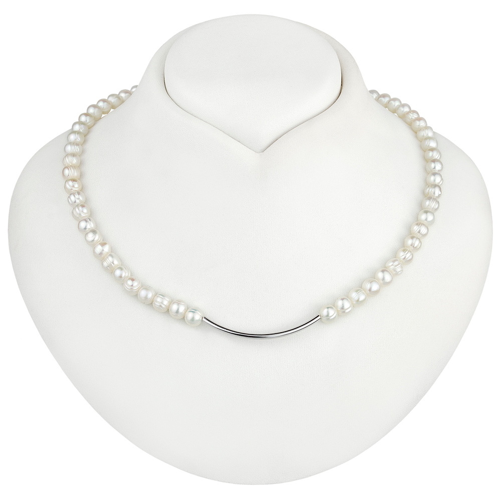 Minimalistický Náhrdelník Z Pravých Perel – Stříbrná Trubička