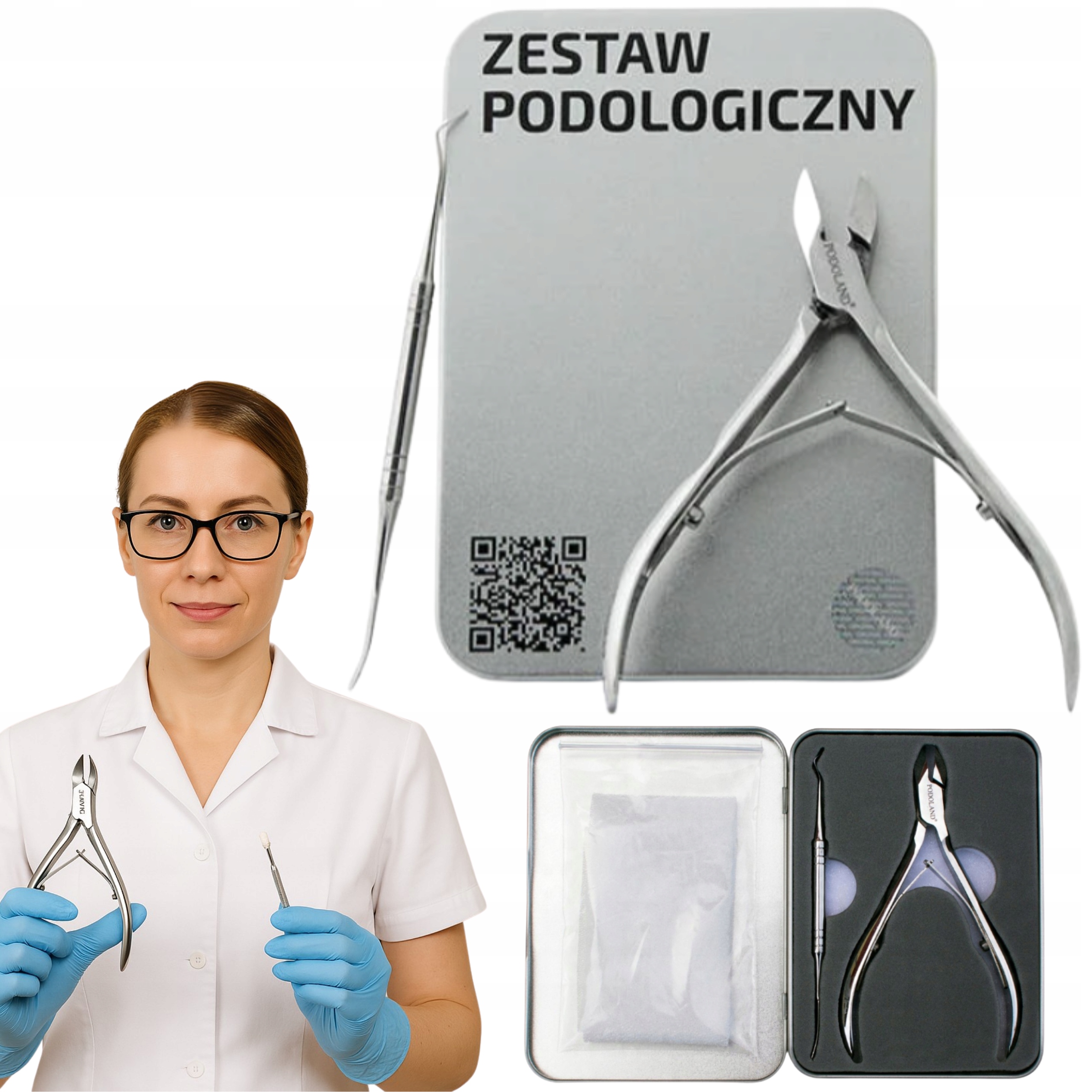 Podologická sada Kleště na zkracování nehtů aplikátor Tamponada Podoland