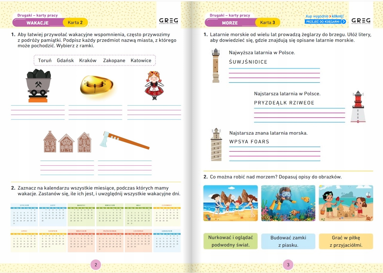 DRUGAKI KARTY PRACY W SZKOLE I W DOMU Greg 2 SP Klasa 2