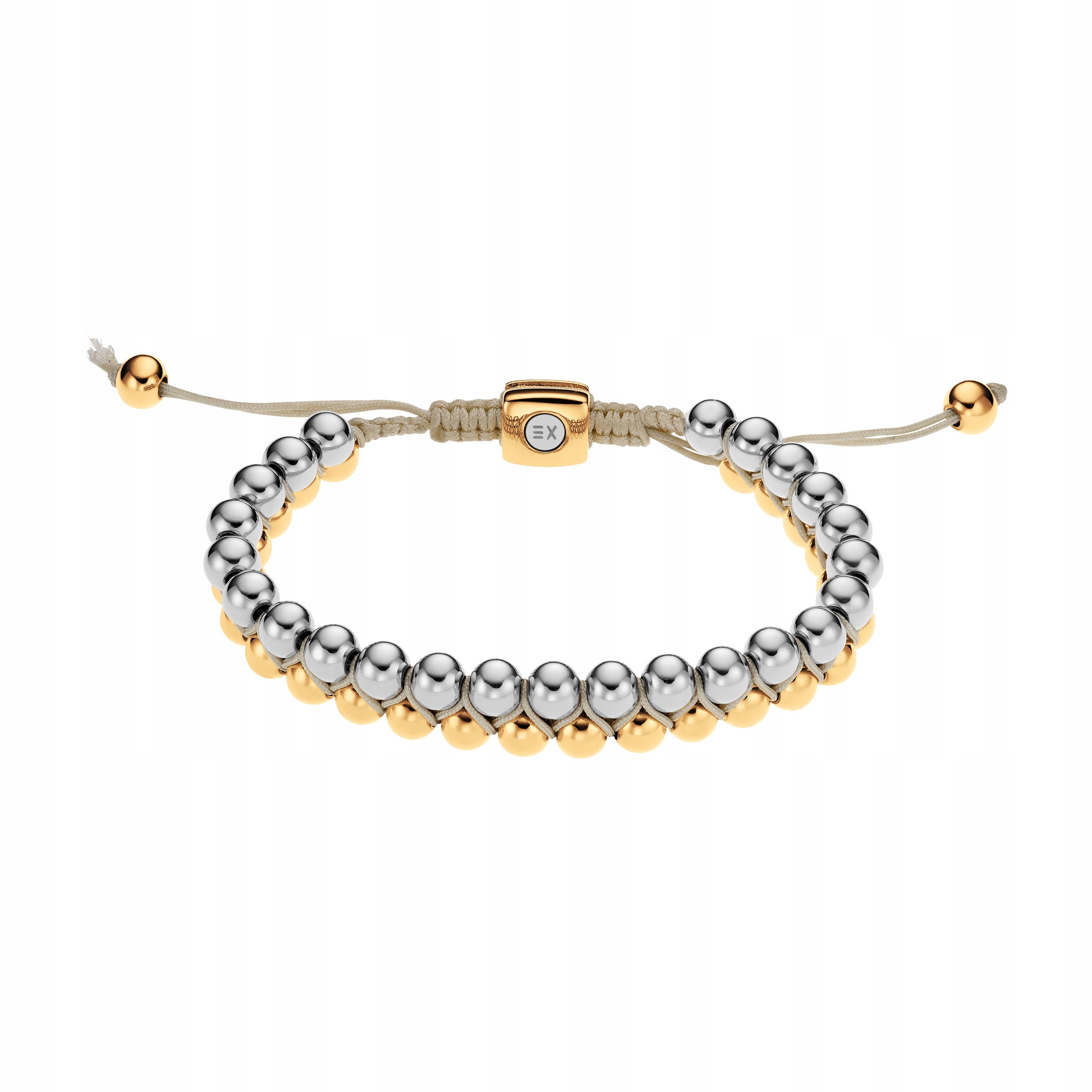 Magnetický náramek zlatý stříbrný na pletené šňůrce s nastavitelnou velikostí