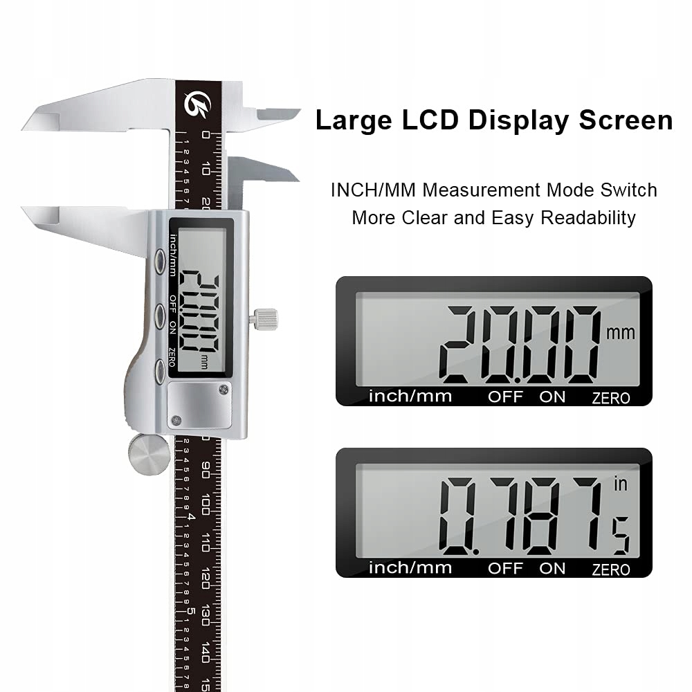 KETOTEK Suwmiarka Cyfrowa Stalowa 150mm LCD Wysoka Dokładność Bateria — miniatura 2