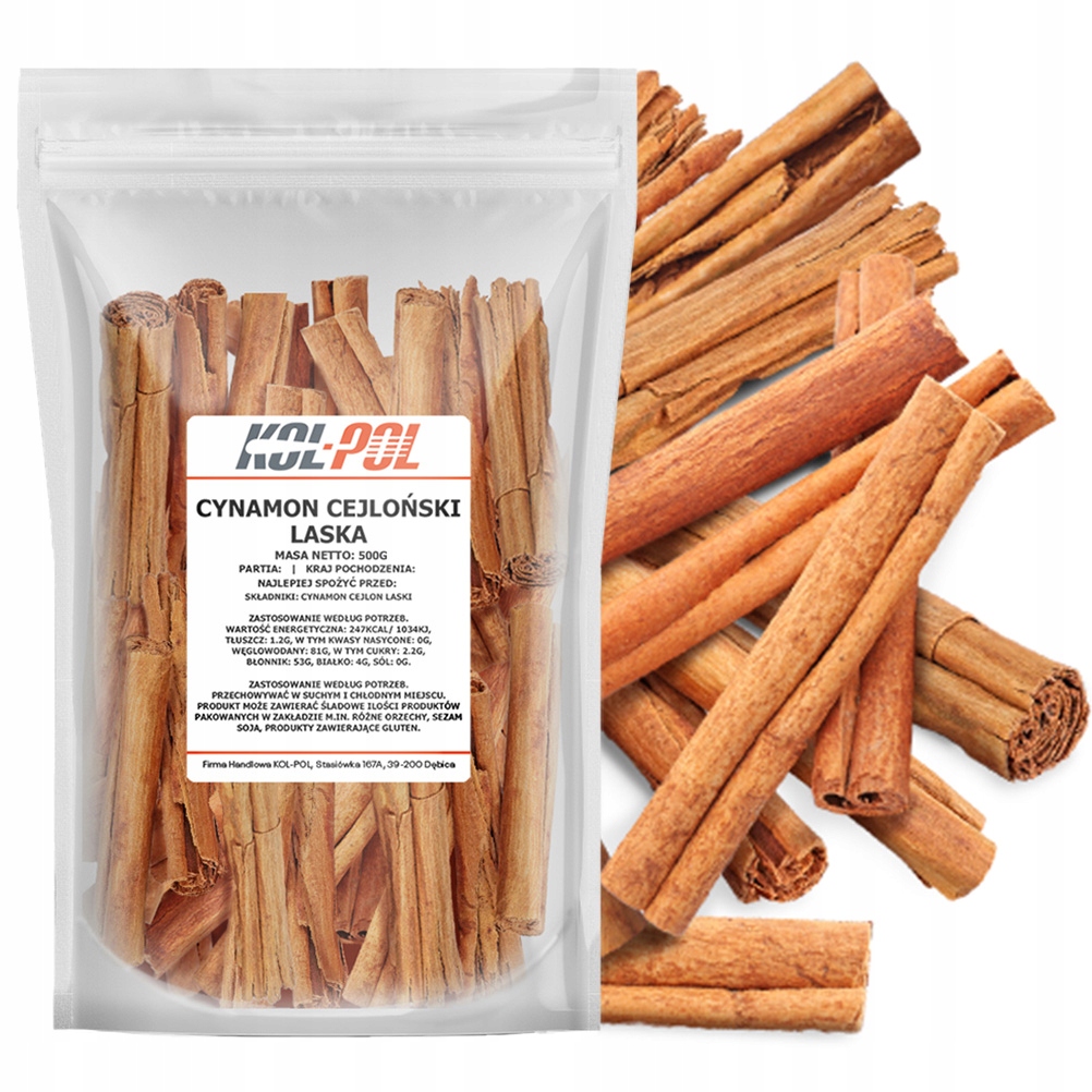 Cynamon Cejloński Laski 500g Laska Cynamonu jakość Kol-Pol