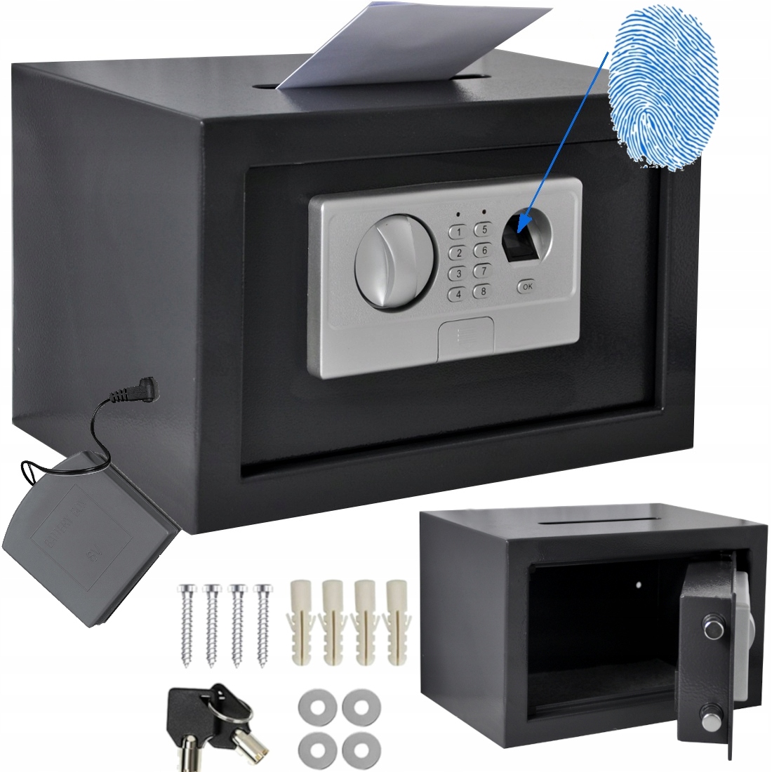 Sejf Z Wrzutnią Wrzutowy Wrzutnia Depozytowy Biometryczny Na Odcisk Palca