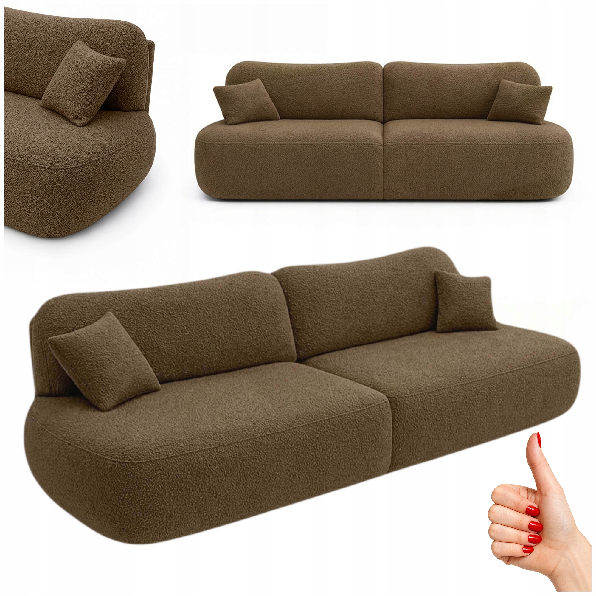 Sofa Rozkładana Kanapa z Funkcją Spania Dwuosobowa Do Salonu Brązowa Averio