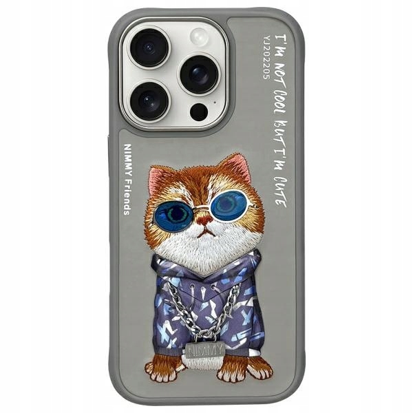 Pouzdro Nimmy Glasses Cool Cat Gray Pouzdro iPhone 16 Pro Max