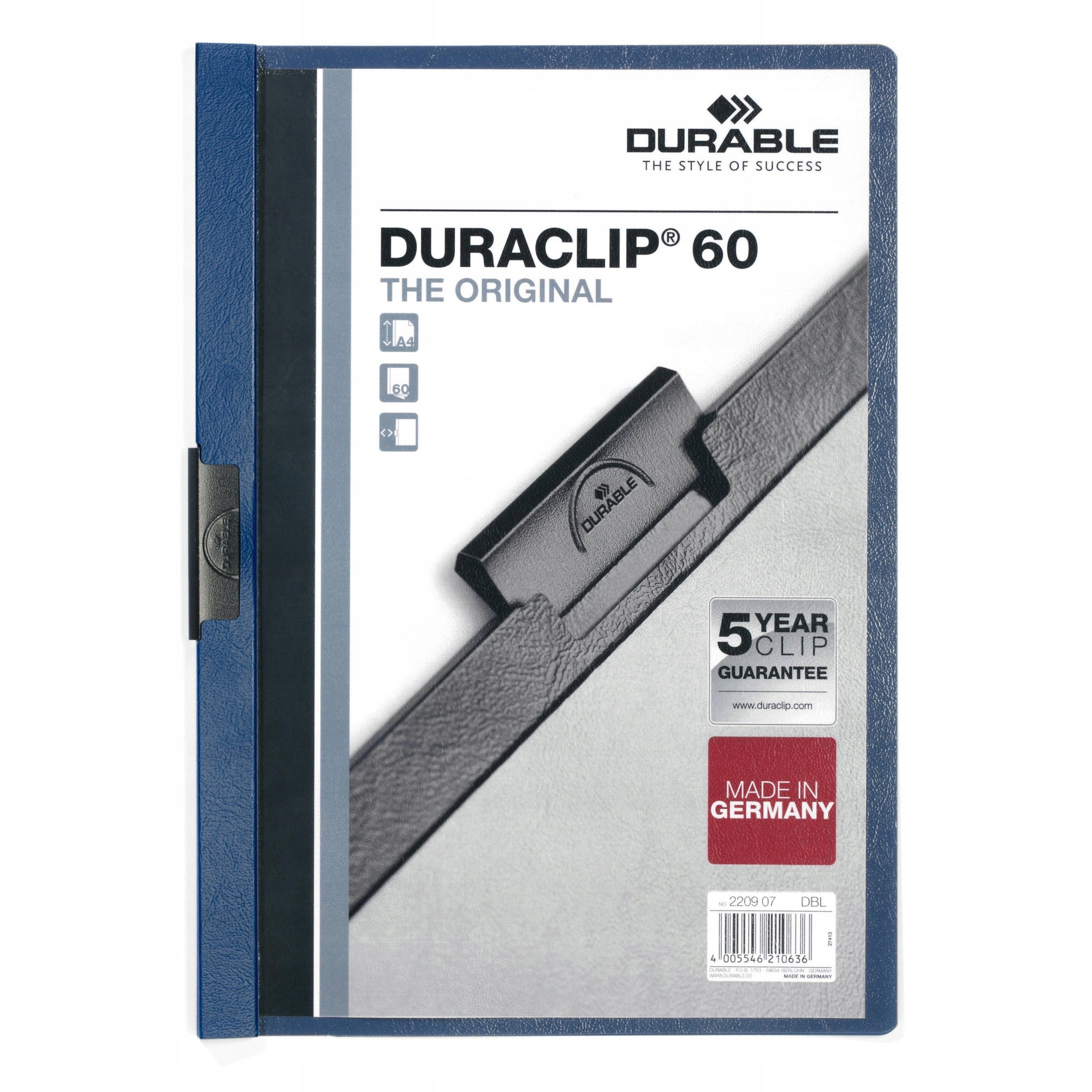 

Skoroszyt Durable Duraclip Original 60 granatowy 2