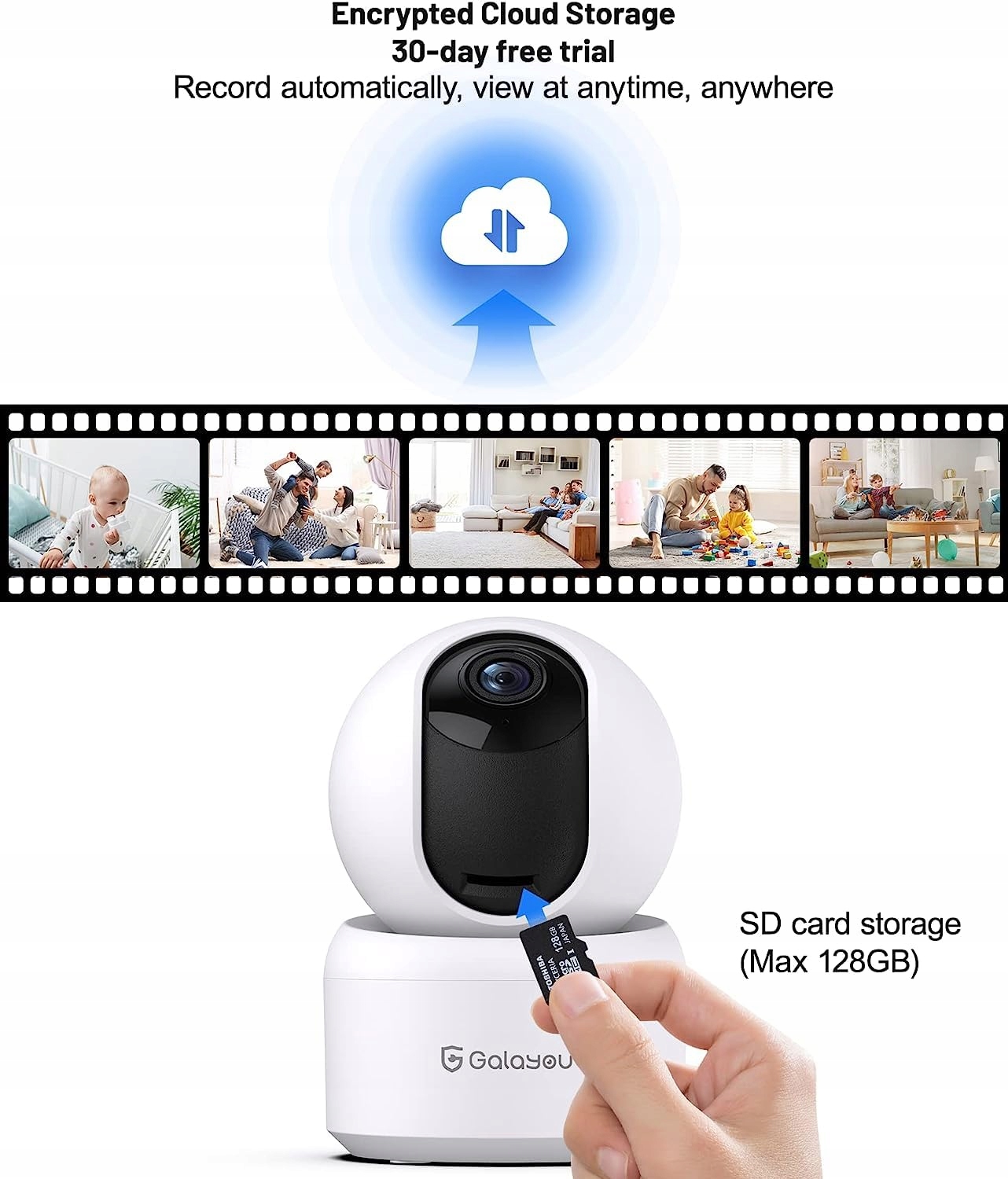 GALAYOU Kamera Wewnętrzna 5MP Niania Dla Dzieci i Zwierząt WiFi Audio AI — miniatura 7