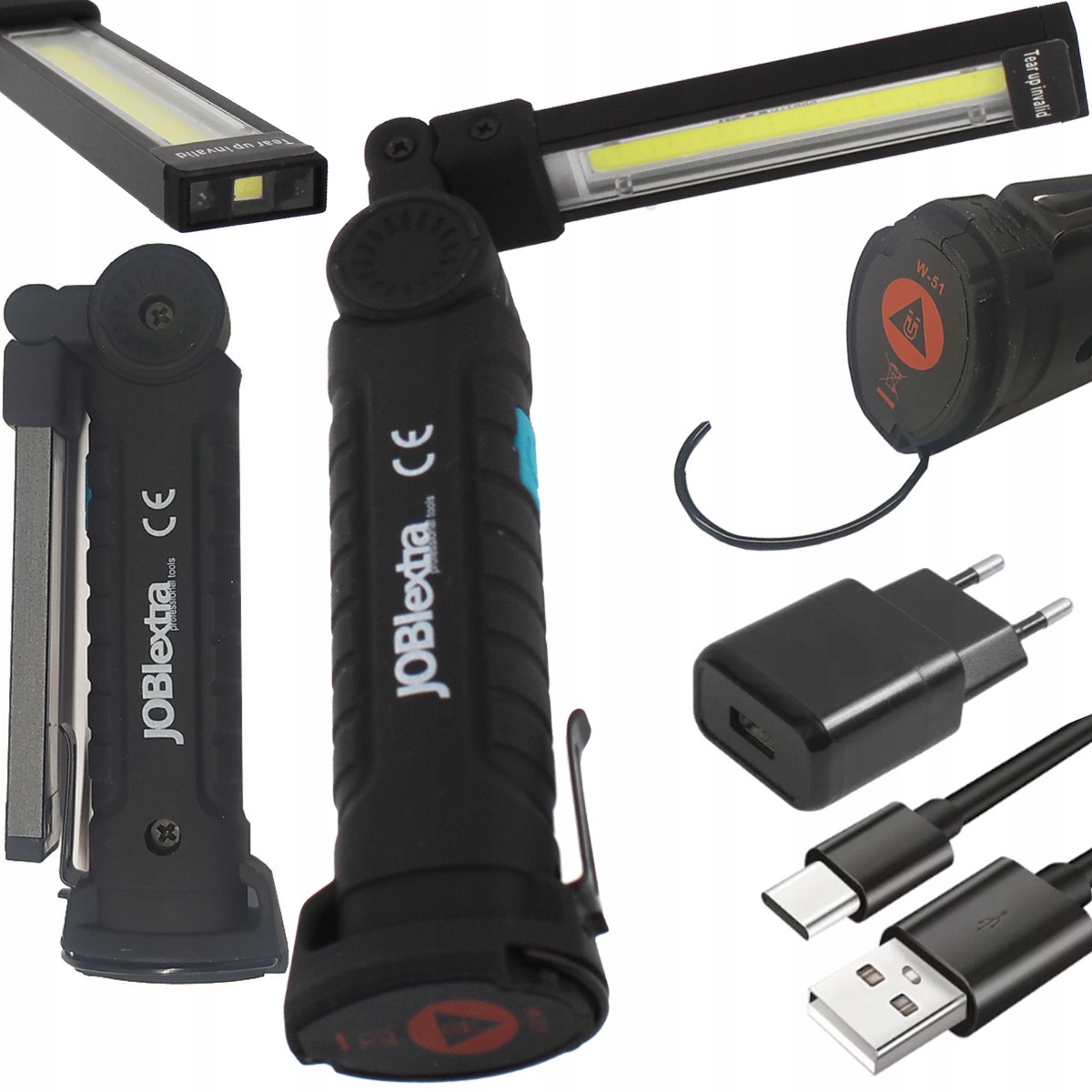 Lampa Inspekcyjna Warsztatowa 2W Led 250lm Łamana Latarka Usb Magnes Jobi