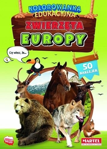 

Zwierzęta Europy z naklejkami. Kolorowanka edu