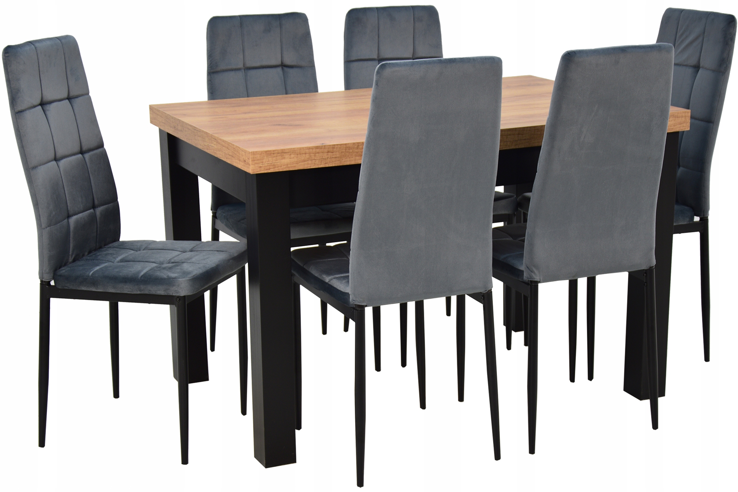 Komplet STÓŁ ROZKŁADANY do 160cm i 6 krzeseł SZARE