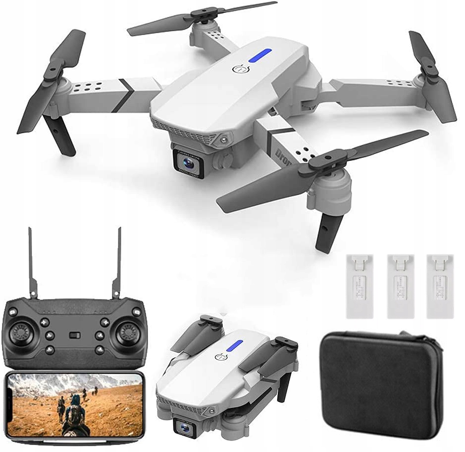 E525 Hd 4K Dron Se Dvěma Kamerami Černý 3 Baterie