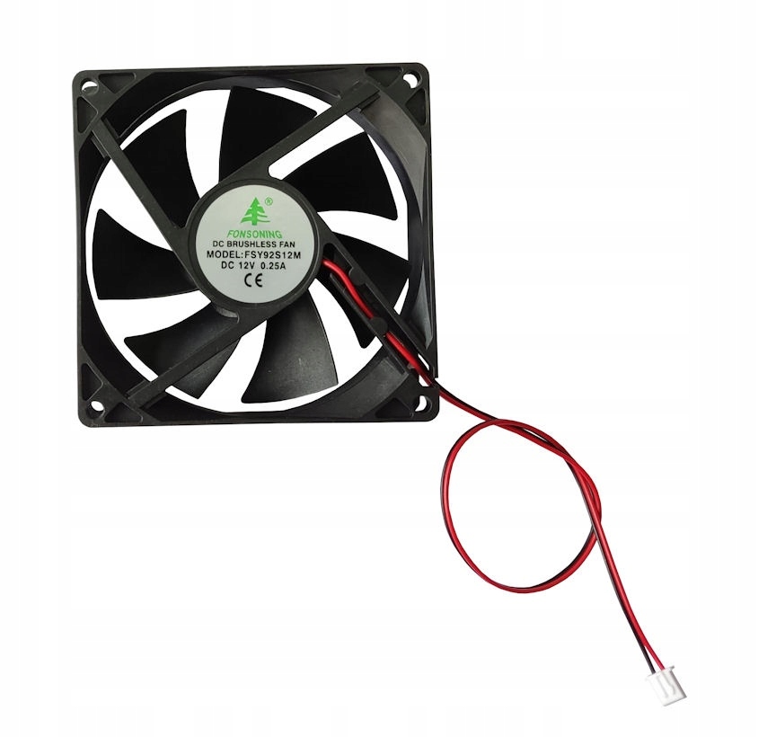WENTYLATOR DC 12V 0.25A 90x90x25 mm 2PIN DC BRUSHLESS FUN FSY92S12M