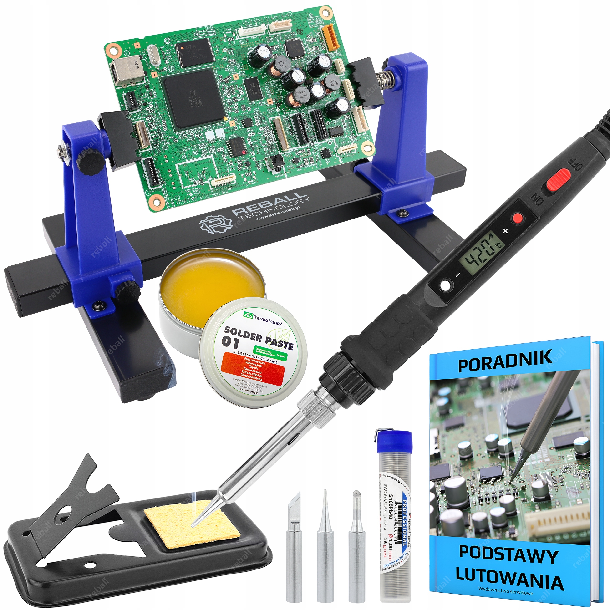 Pájecí Stanice Reball S801A 80W Montážní Držák Třetí Ruka ZD-11E Sada 10v1
