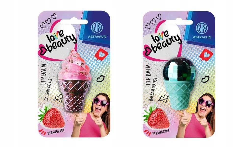 Dárek K Narozeninám Dárek Balzám na rty Ice Cream jahoda mix Astrafun