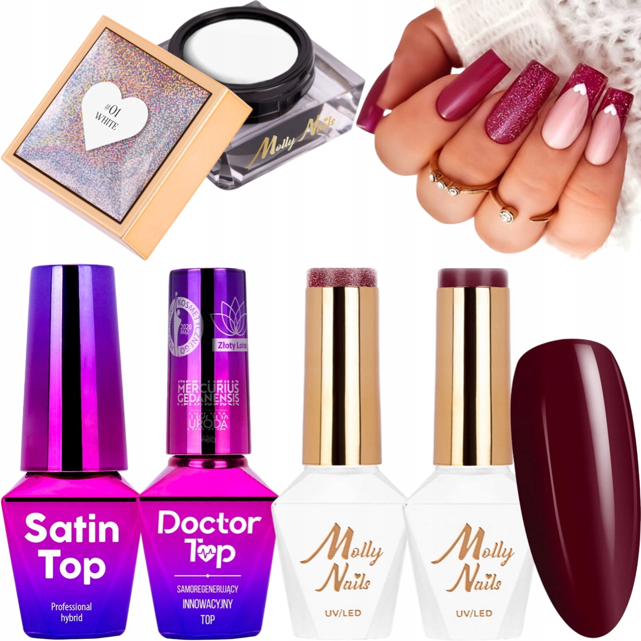 Sada na nehty 5v1 na Valentýna French 2x Lak 2x Top Pasta