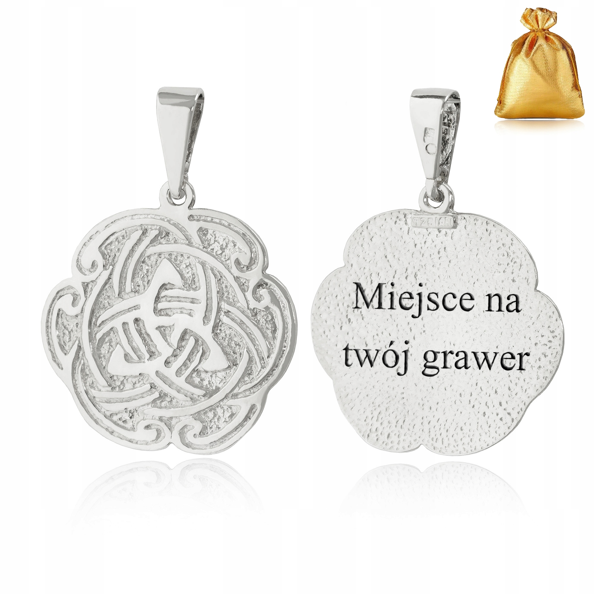 Stříbrný Přívěsek Na Řetízek 925 Přívěsek Pánský Keltský Talisman Gravírování