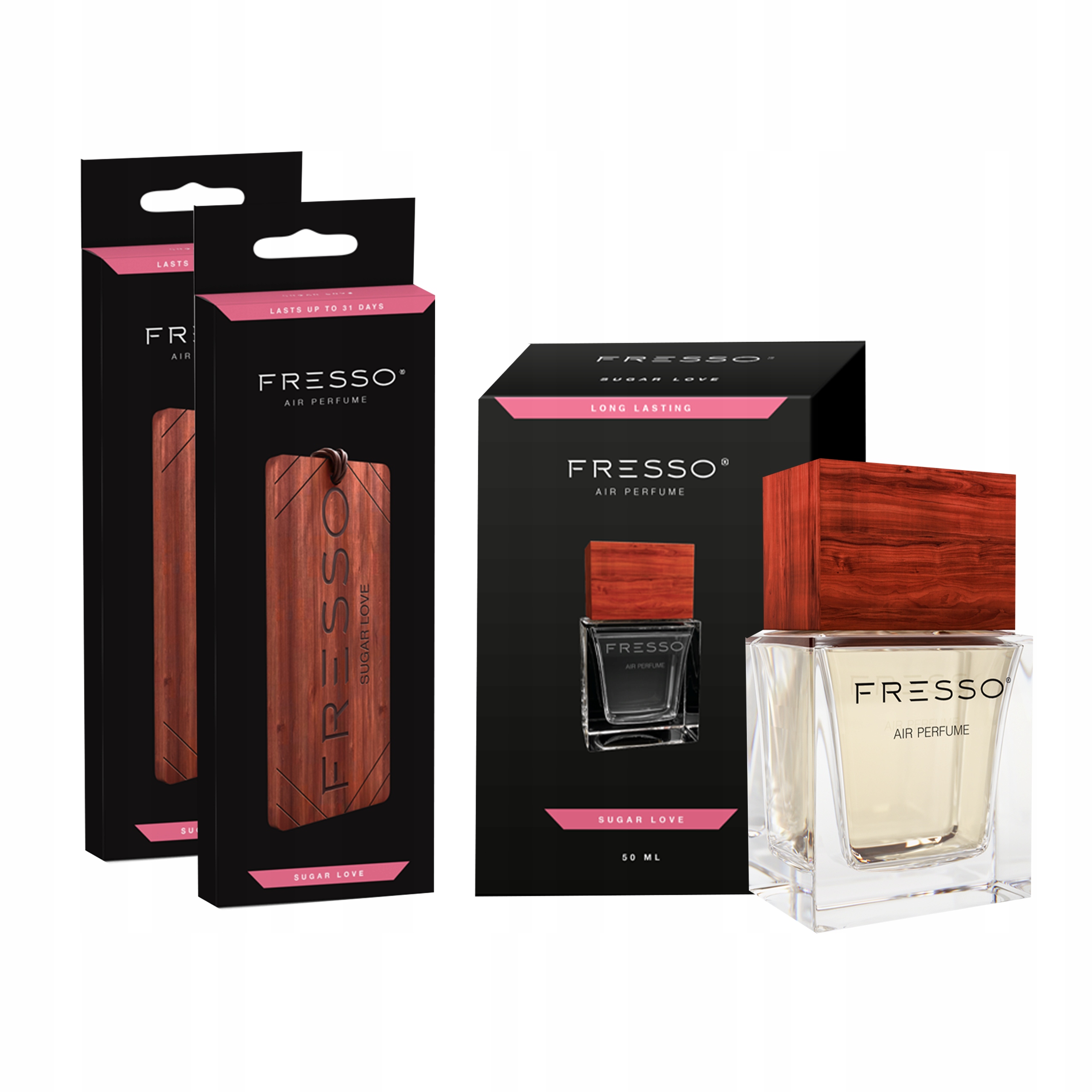 FRESSO Sugar Love PERFUMY + ZAWIESZKA DO AUTA x2