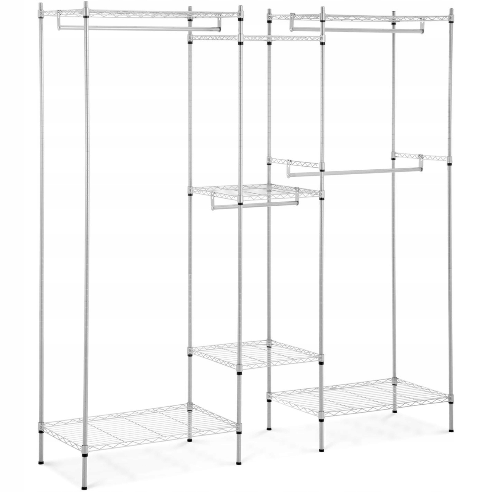 Drôtený regál na oblečenie 7 políc a 4 tyče 189x45x196 cm 210 kg