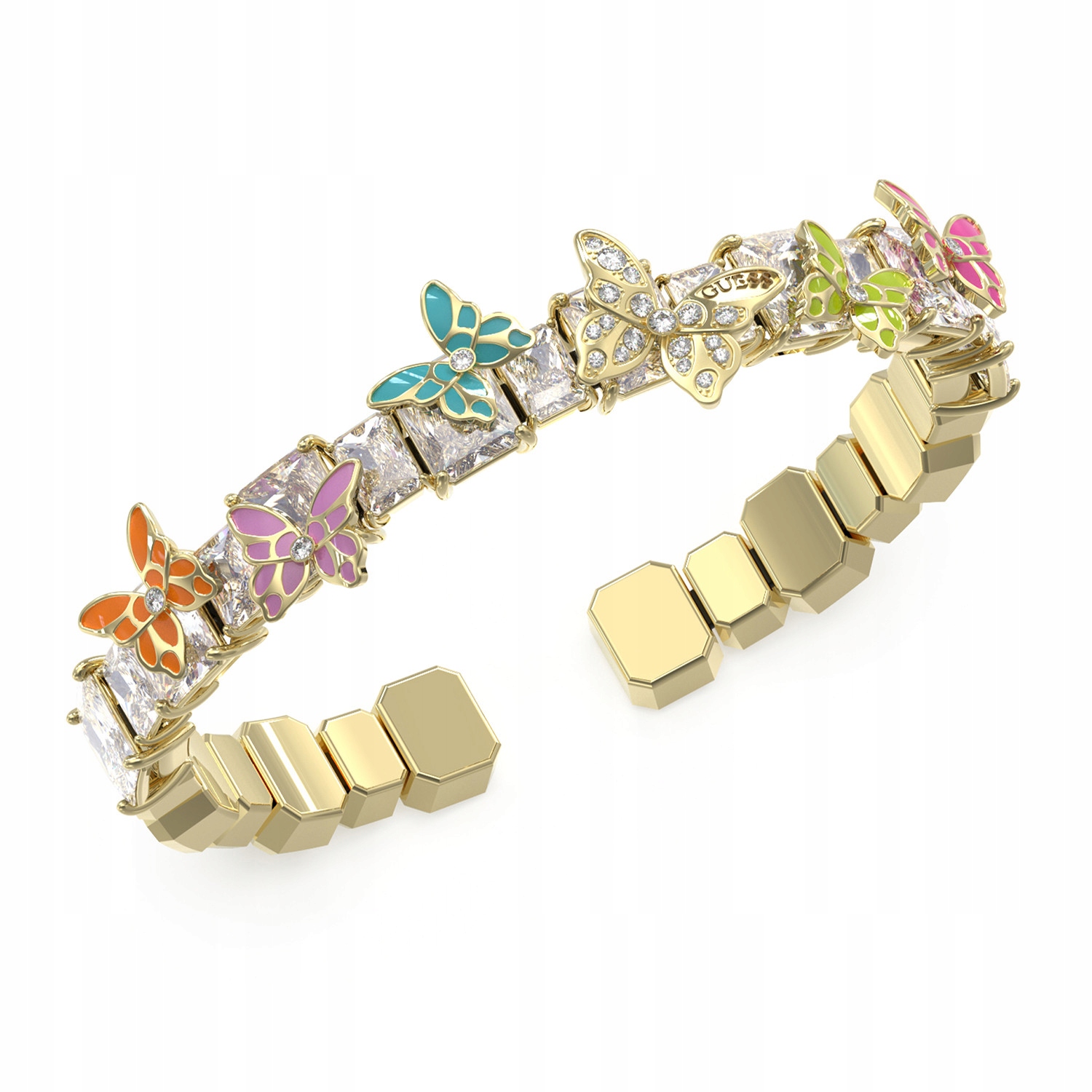 Dámský zlatý náramek Guess zirkon motýl