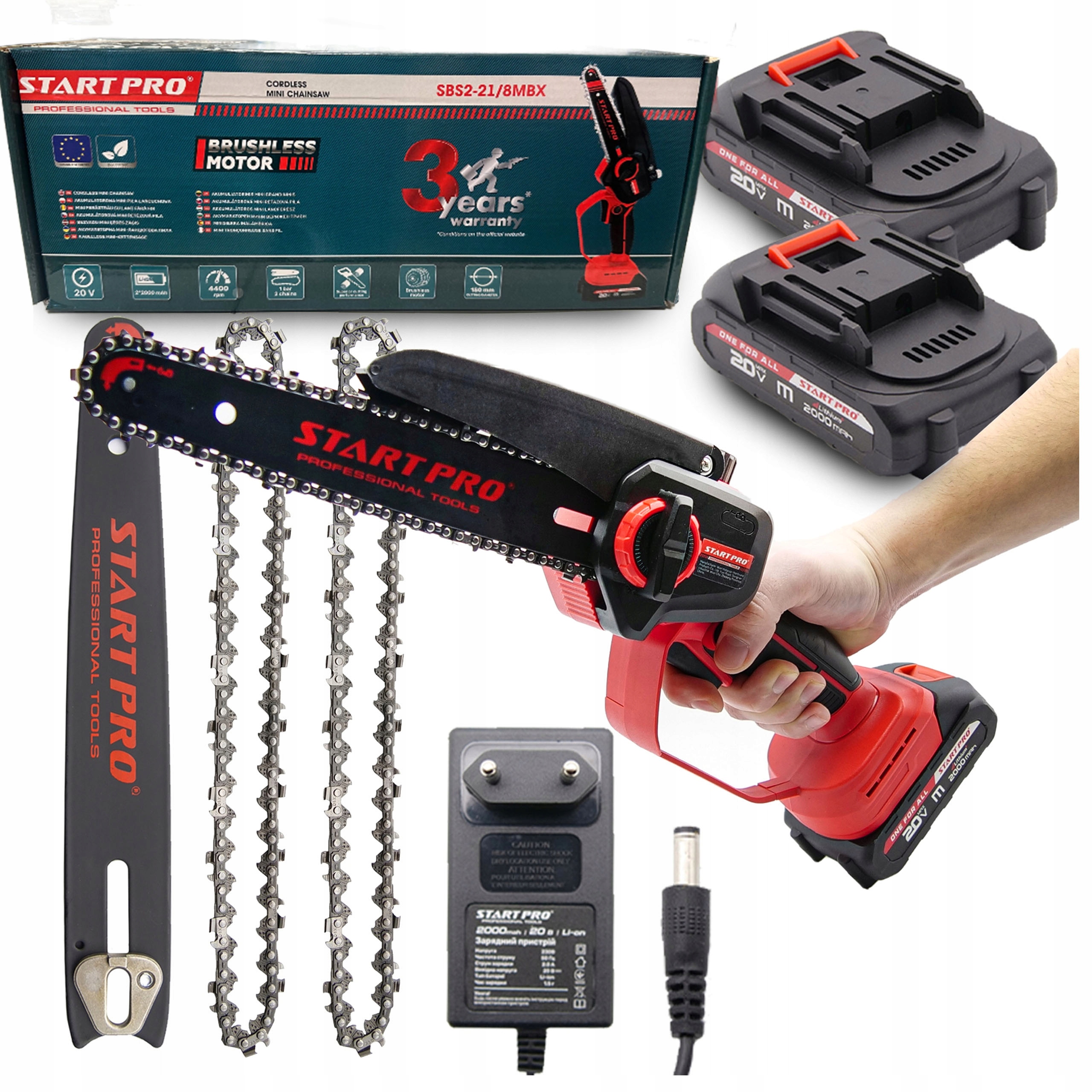 Mini akumulátorová pila StartPro pro větve SBS2-21/8MBX Brushless