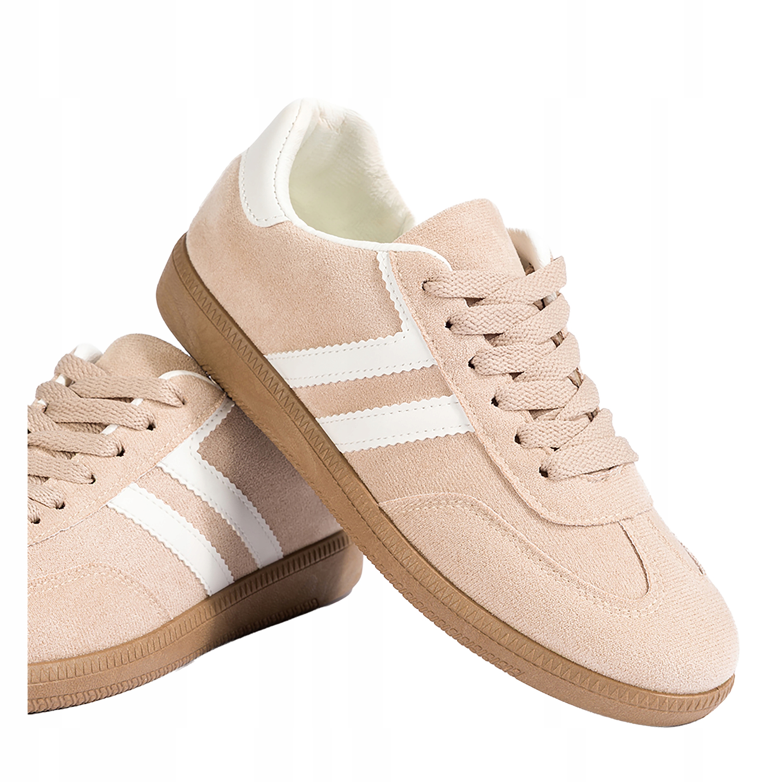 Sneakersy Beżowe Damskie Płaska Elastyczna Podeszwa Obuwie Sportowe r 38