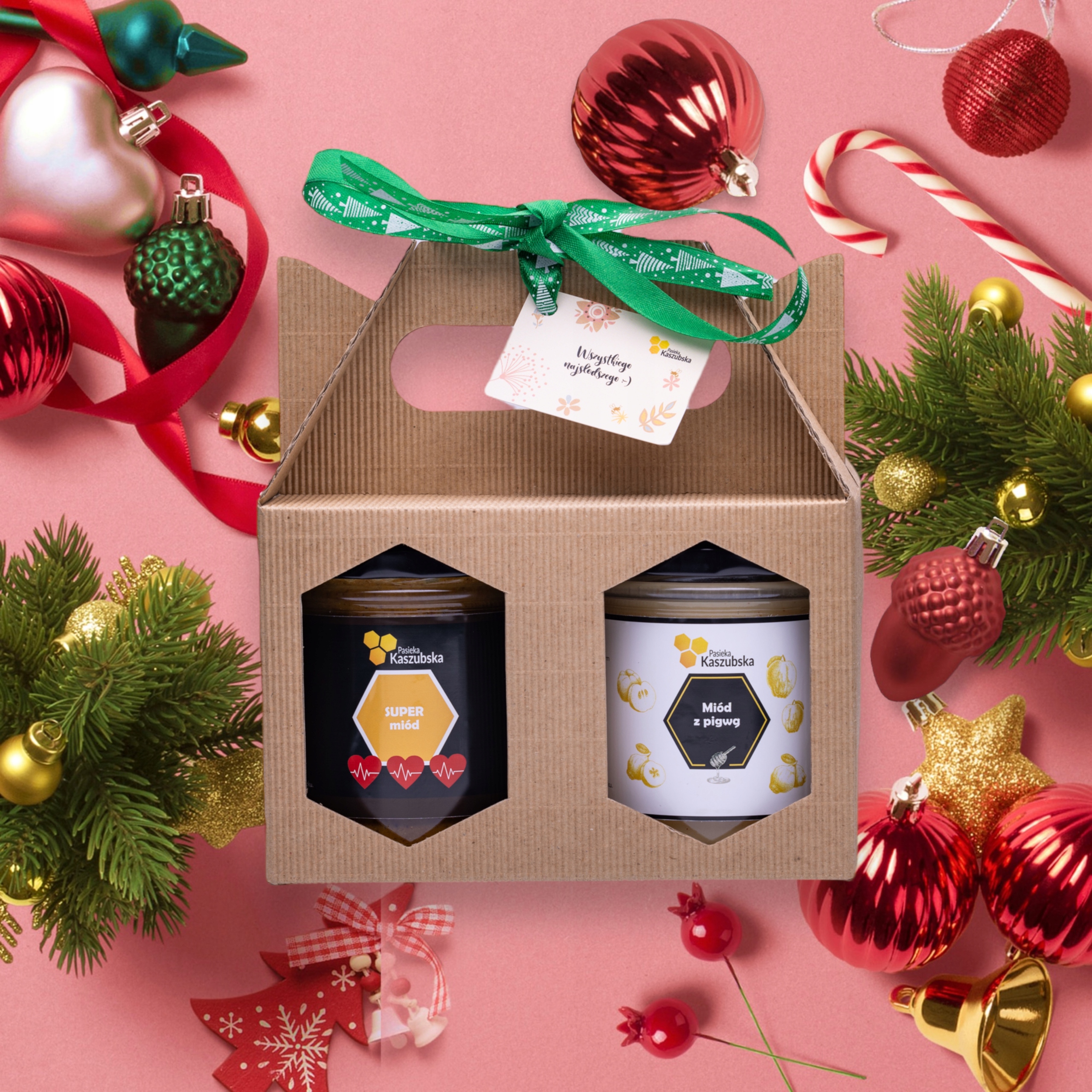 Levně Sada dvou medů 400g košík Pasieka Kaszubska