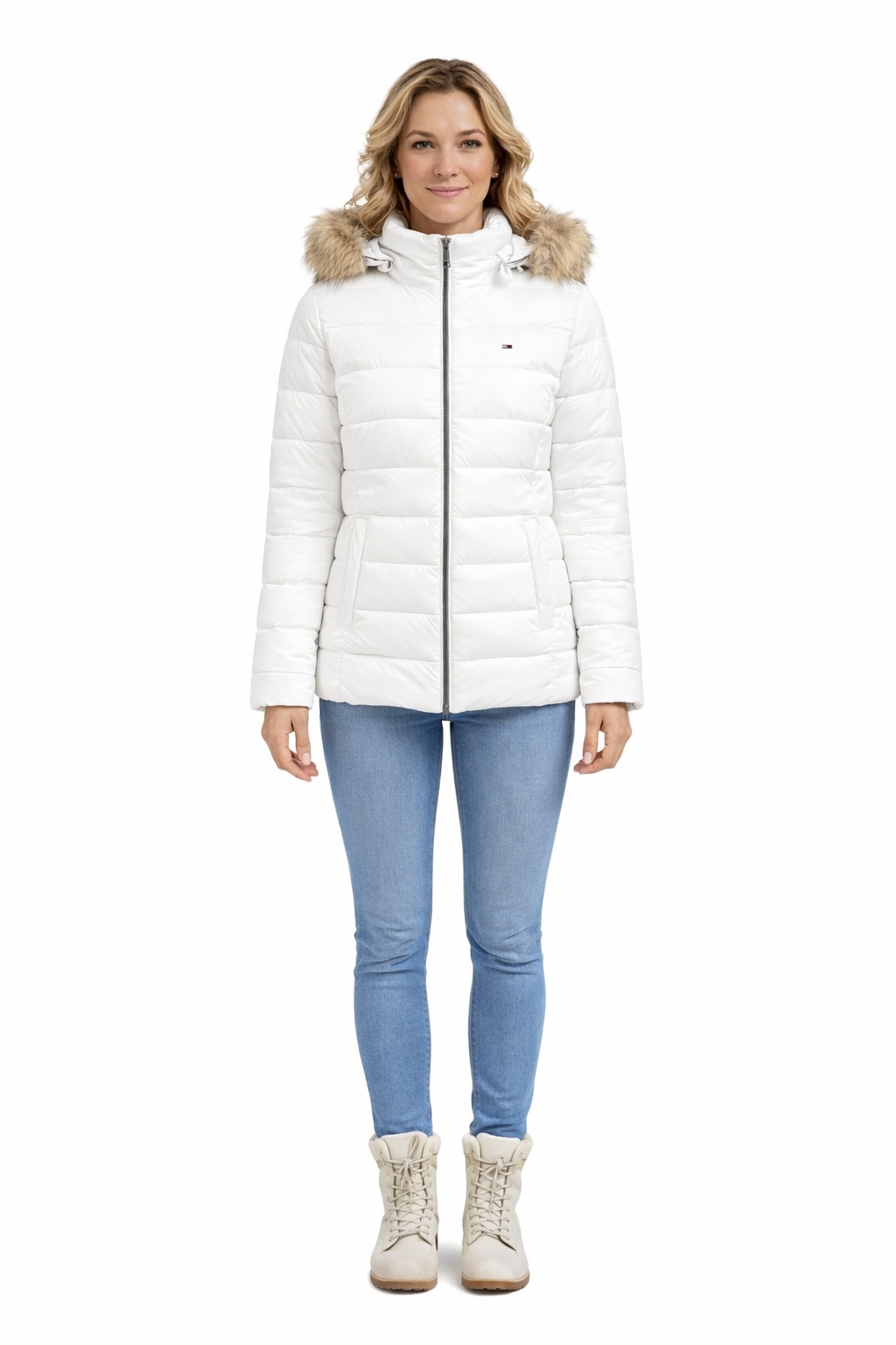 Tommy Jeans Dámská Bílá Bunda S Kapucí Xs I3C