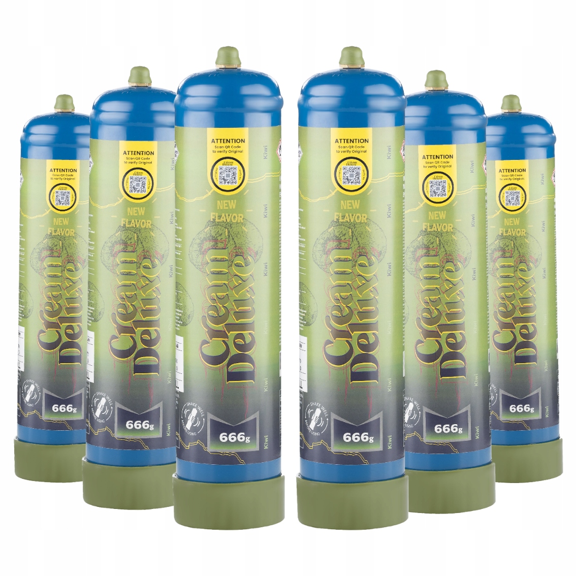 Cream Deluxe Kiwi N2O 666g balení 6 kusů