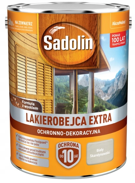 SADOLIN EXTRA- biała skandynawska, 5l + PĘDZEL Marka Sadolin