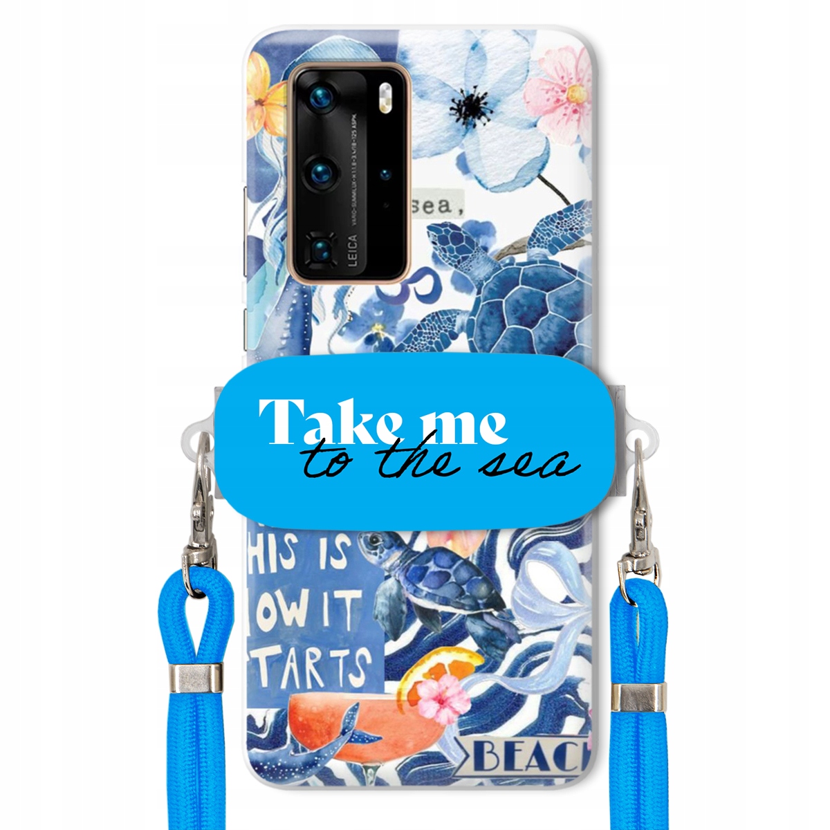 Pouzdro pro Huawei P40 Pro Premium Vodítko modré Držák Take Me To The Sea
