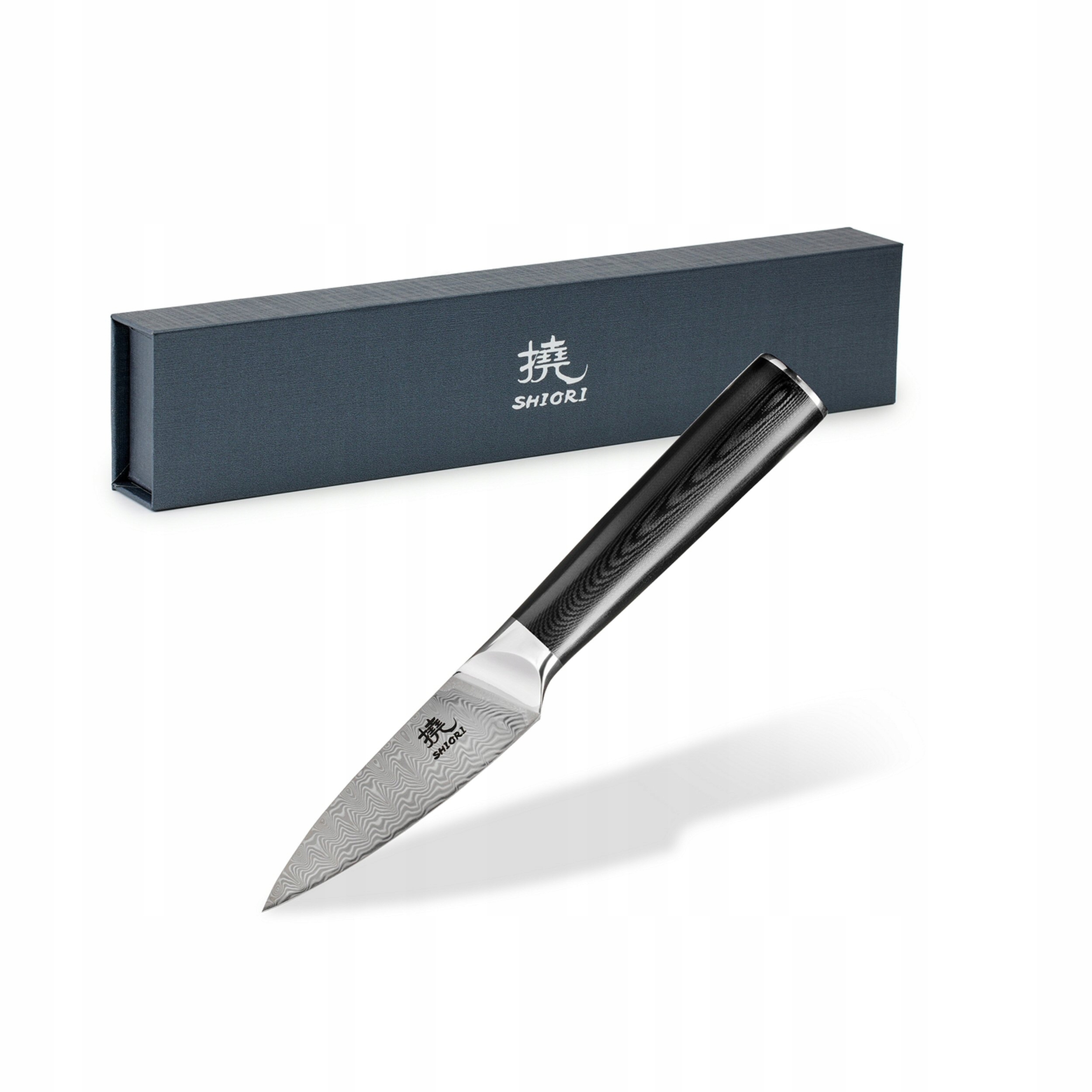 Shiori Yasashi-sa Shoto nůž z damaškové oceli 9 cm