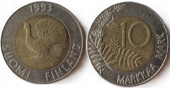 10 marek (1993) Finlandia - Głuszec