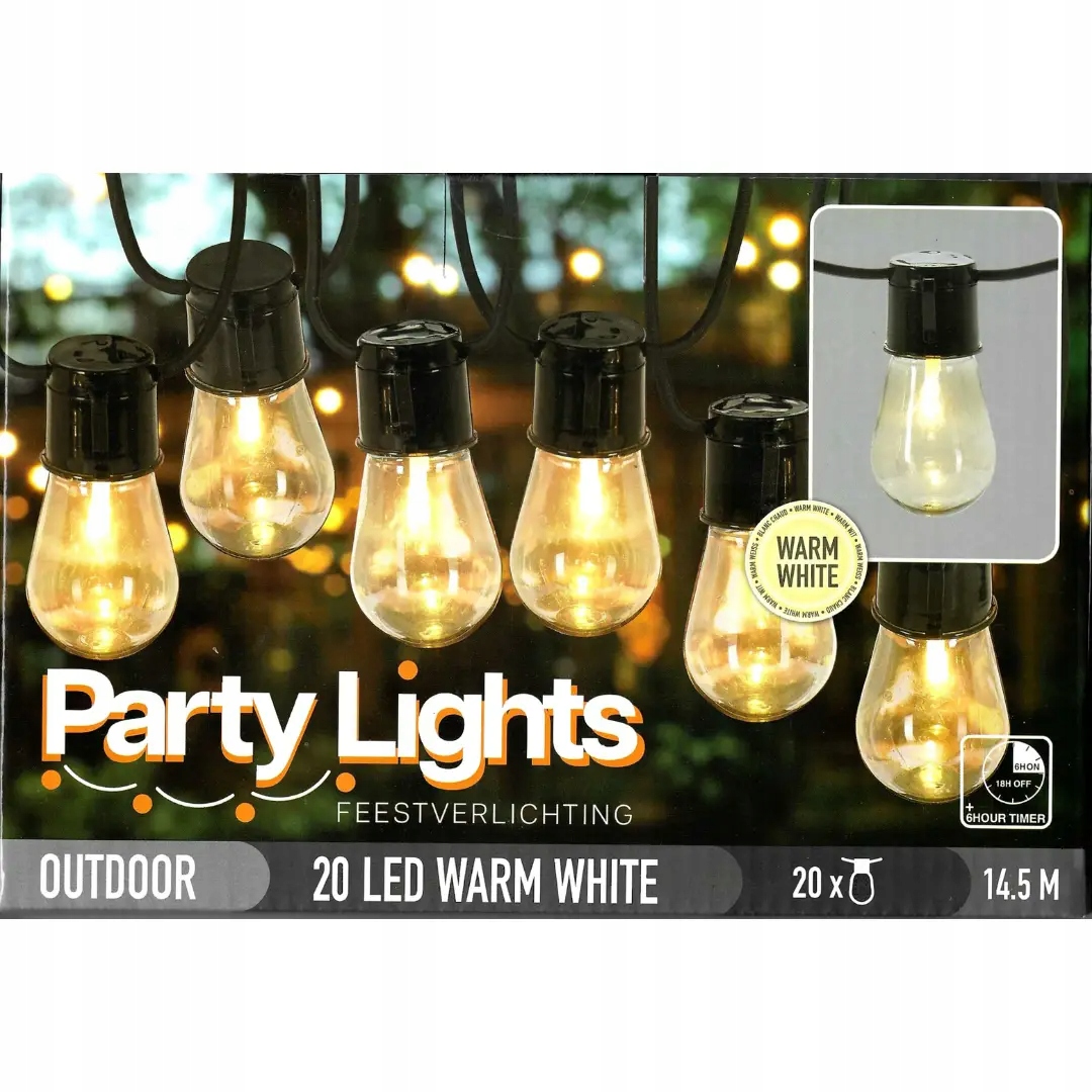 GIRLANDA OGRODOWA LAMPKI ZEWNĘTRZNE OGRODOWE 20 LED ŻARÓWKI CIEPŁY BIAŁY 14 Marka inna
