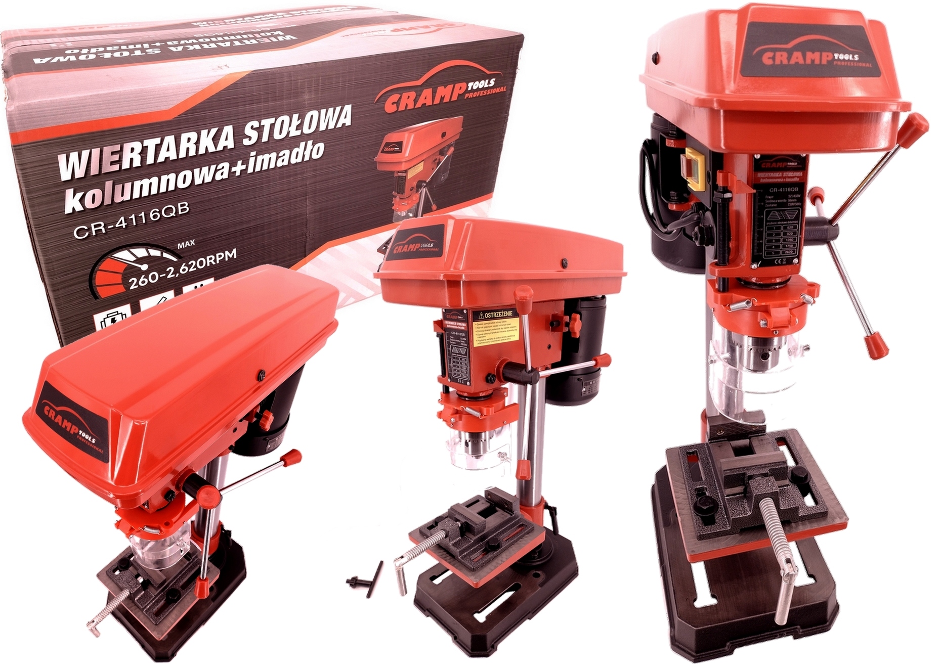 Cramp CR-4116QB wiertarka stołowa kolumnowa 1450W- głowica 16mm -regulacja