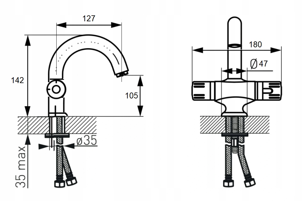 Szafka z umywalką 60 cm wisząca +bateria TERMOSTAT Materiał MDF