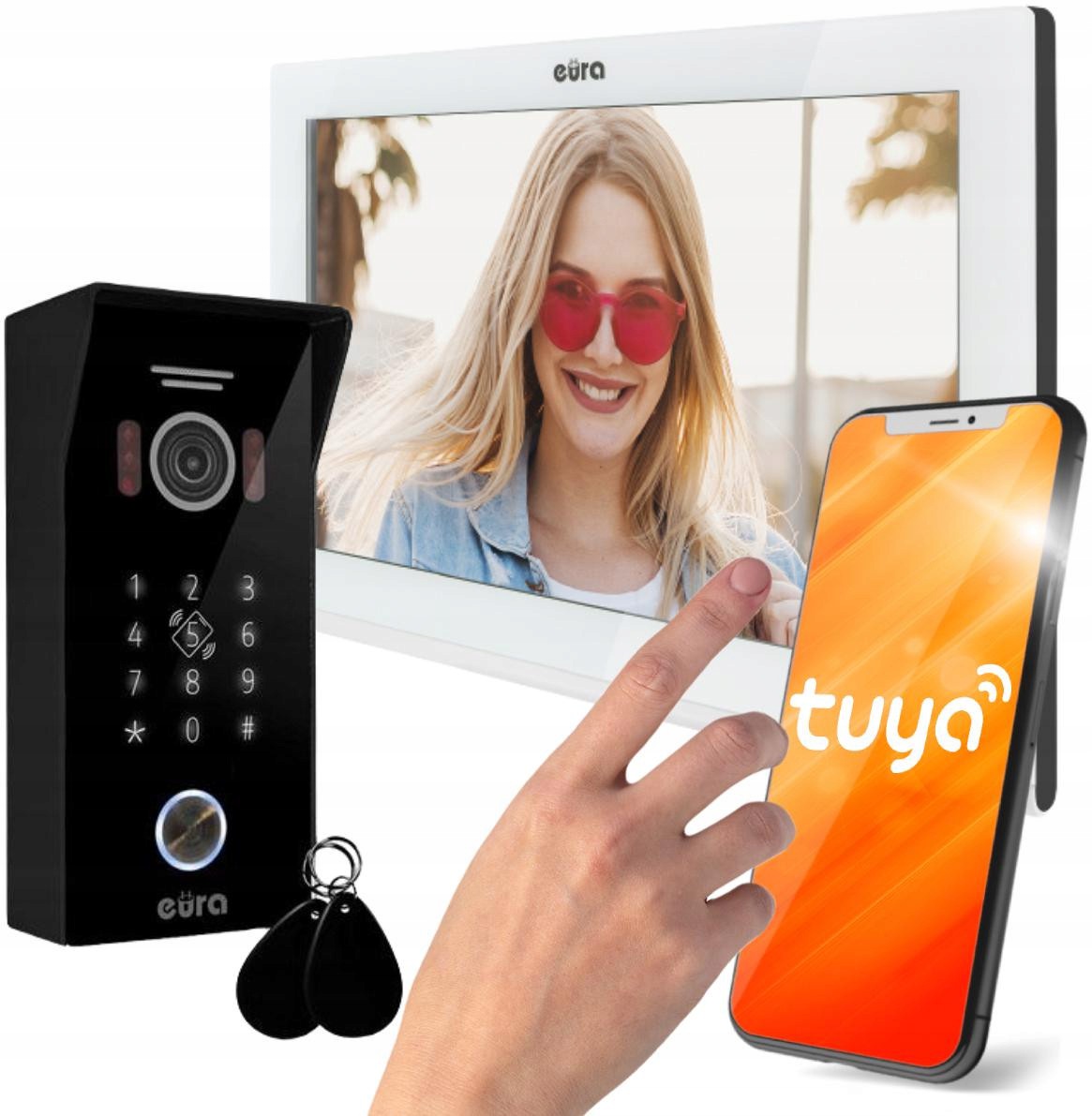 Wideodomofon Eura VDP-99C5 biały, WiFi, Rfid, Tuya