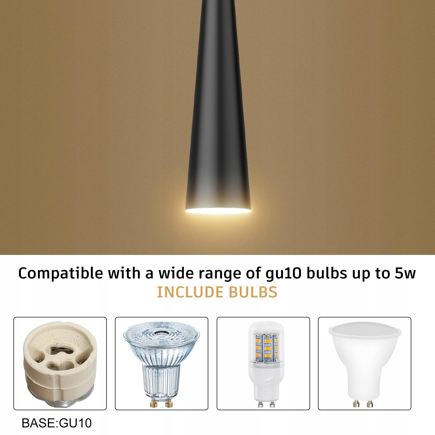 Lampy Wiszące LED Regulowane Do Kuchni Salonu Czarne 2 Sztuki 5W GU10 K-BRI — miniatura 2