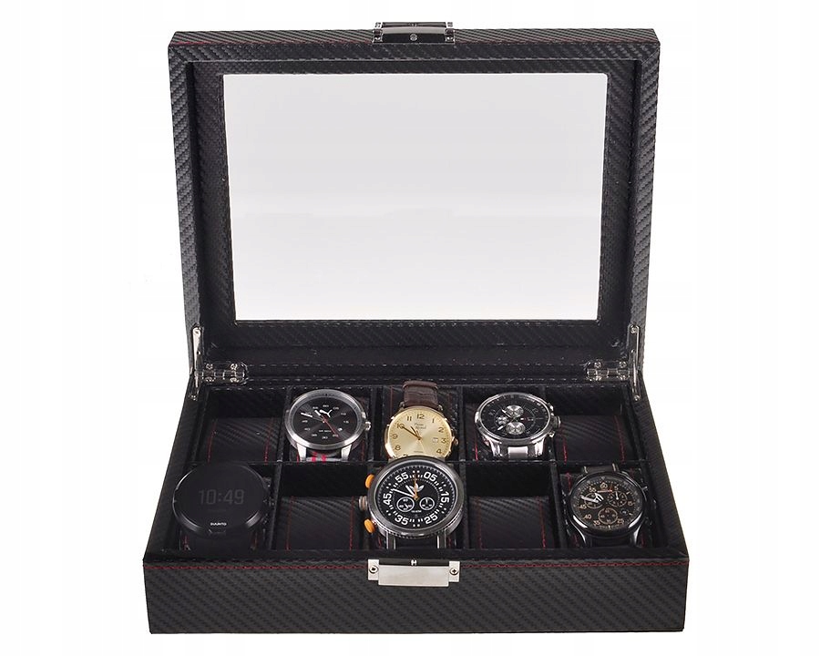 PUDEŁKO KUFEREK ORGANIZER NA 10 ZEGARKÓW KARBON Kod producenta 4352