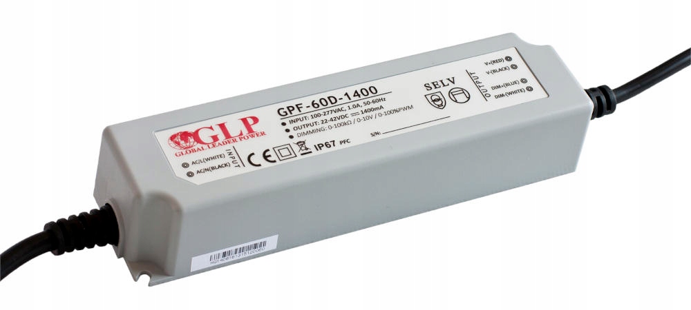 napájecí zdroj 60W 1400mA/22~42VDC, IP67, dimming 3v1 GPF-60D-1400
